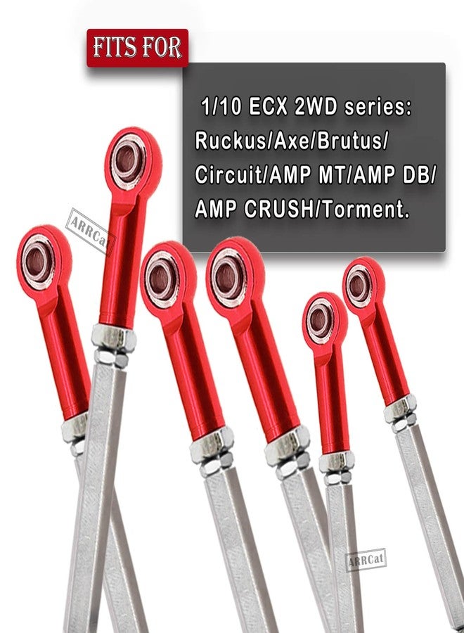 ARRCat Turnbuckles Camber Links Upgrades Parts for Ecx 1/10 2WD Ruckus Axe Brutus Circuit AMP MT AMP DB AMP Crush K&N Torment,6PCS Aluminum Adjustable Turnbuckles,Replace ECX1046,Red - Image 2